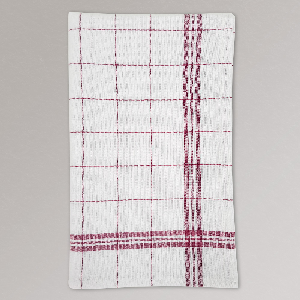 Dark-red and white plaid tea towel